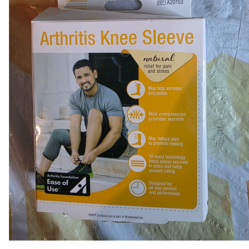 IMAK Compression Arthritis Knee Sleeve XL Gray A20153 Brownmed Joint Relief